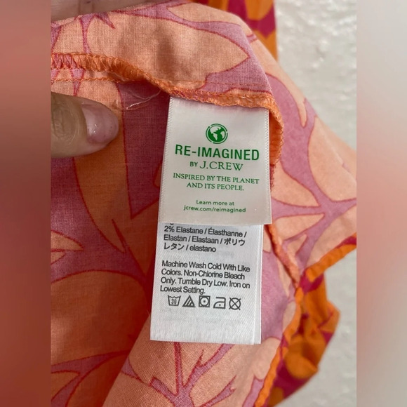 J. Crew Factory Orange Pink Floral Tiered Midi Dress Puff Sleeves V-Neck Size 0 - Picture 9 of 16